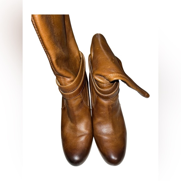 Frye Brown Leather Heeled Mid-Calf Boots – Size 7M (Original Box Included) - Picture 3 of 7